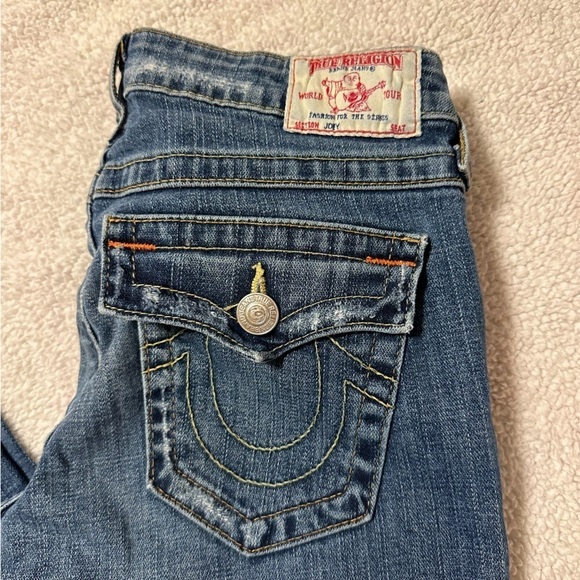 True Religion Joey Distressed Bootcut Flare Jeans Y2K 00s  Flap Pocket Boot Leg - Picture 13 of 14
